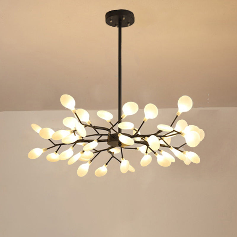 Chandelier LED Design Libellule – Luminaire Acrylique Moderne avec Effet Feuilles de Lucioles