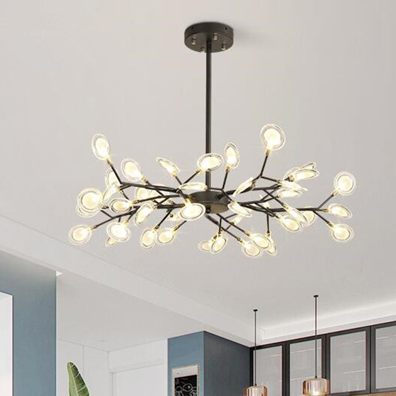 Chandelier LED Design Libellule – Luminaire Acrylique Moderne avec Effet Feuilles de Lucioles