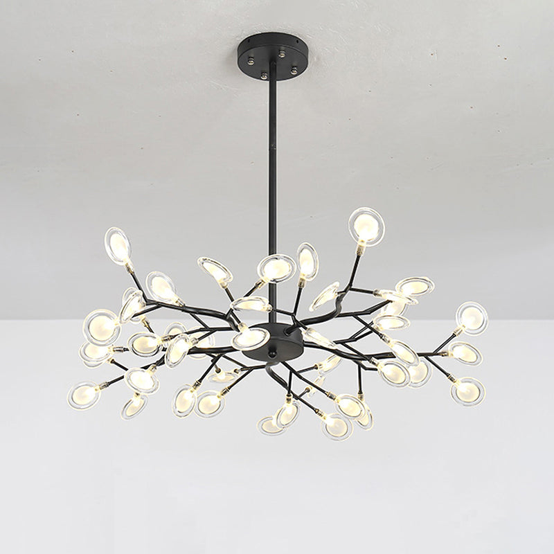 Chandelier LED Design Libellule – Luminaire Acrylique Moderne avec Effet Feuilles de Lucioles