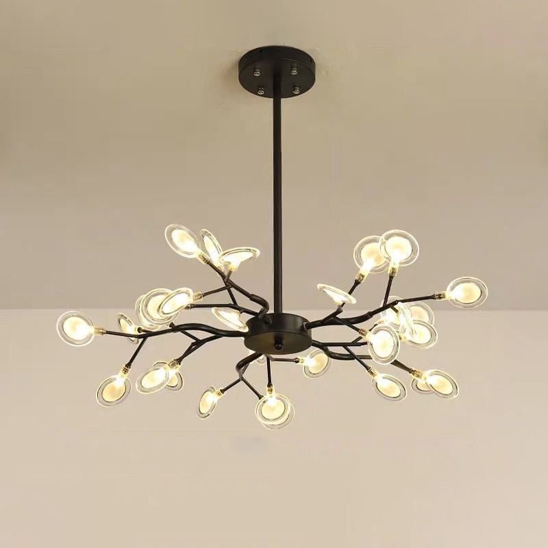 Chandelier LED Design Libellule – Luminaire Acrylique Moderne avec Effet Feuilles de Lucioles