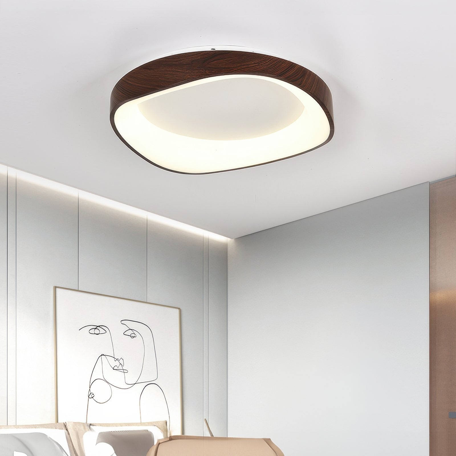 Plafonnier LED Nordic Artistic - Lampe Moderne en Bois et Métal avec Éclairage Doux