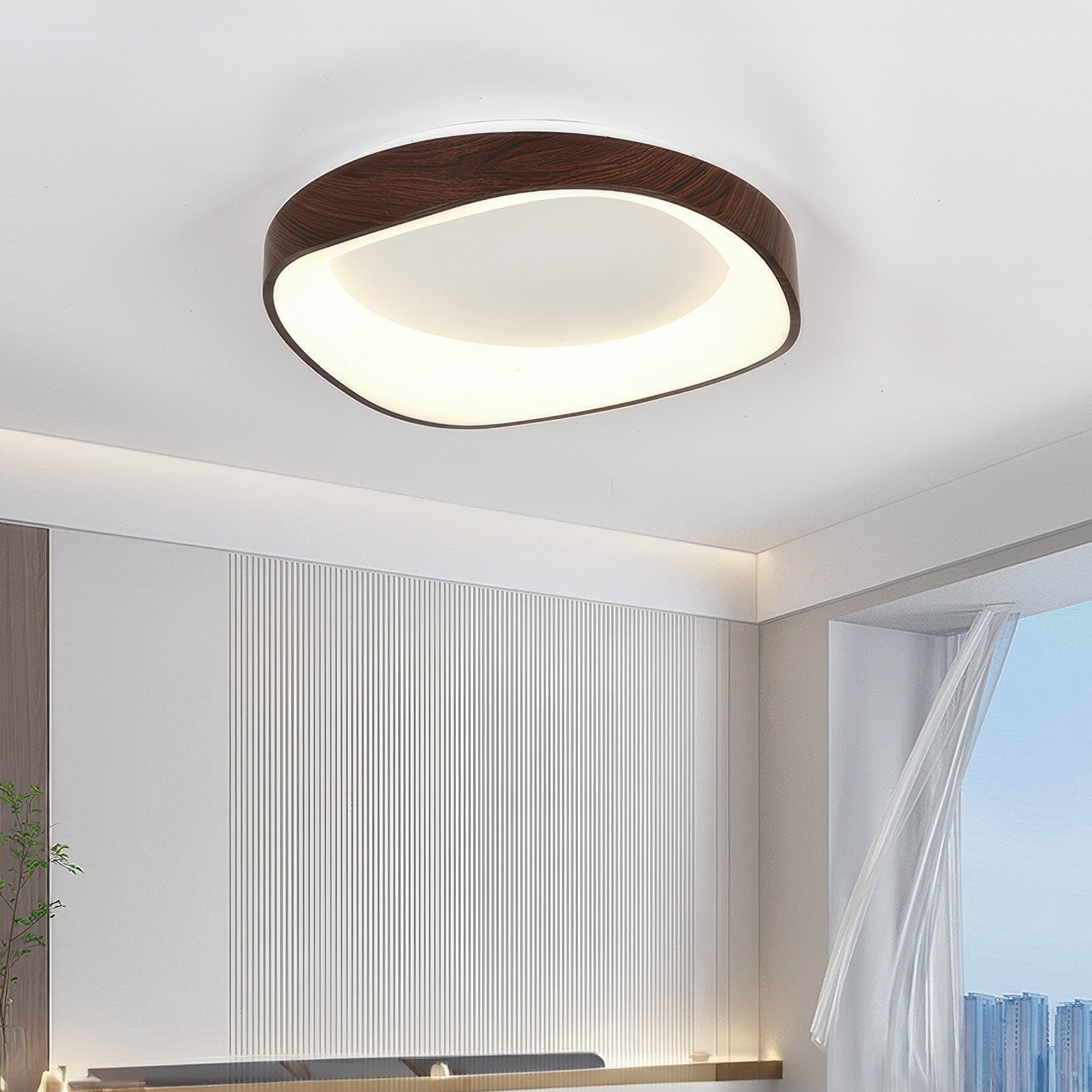 Plafonnier LED Nordic Artistic - Lampe Moderne en Bois et Métal avec Éclairage Doux