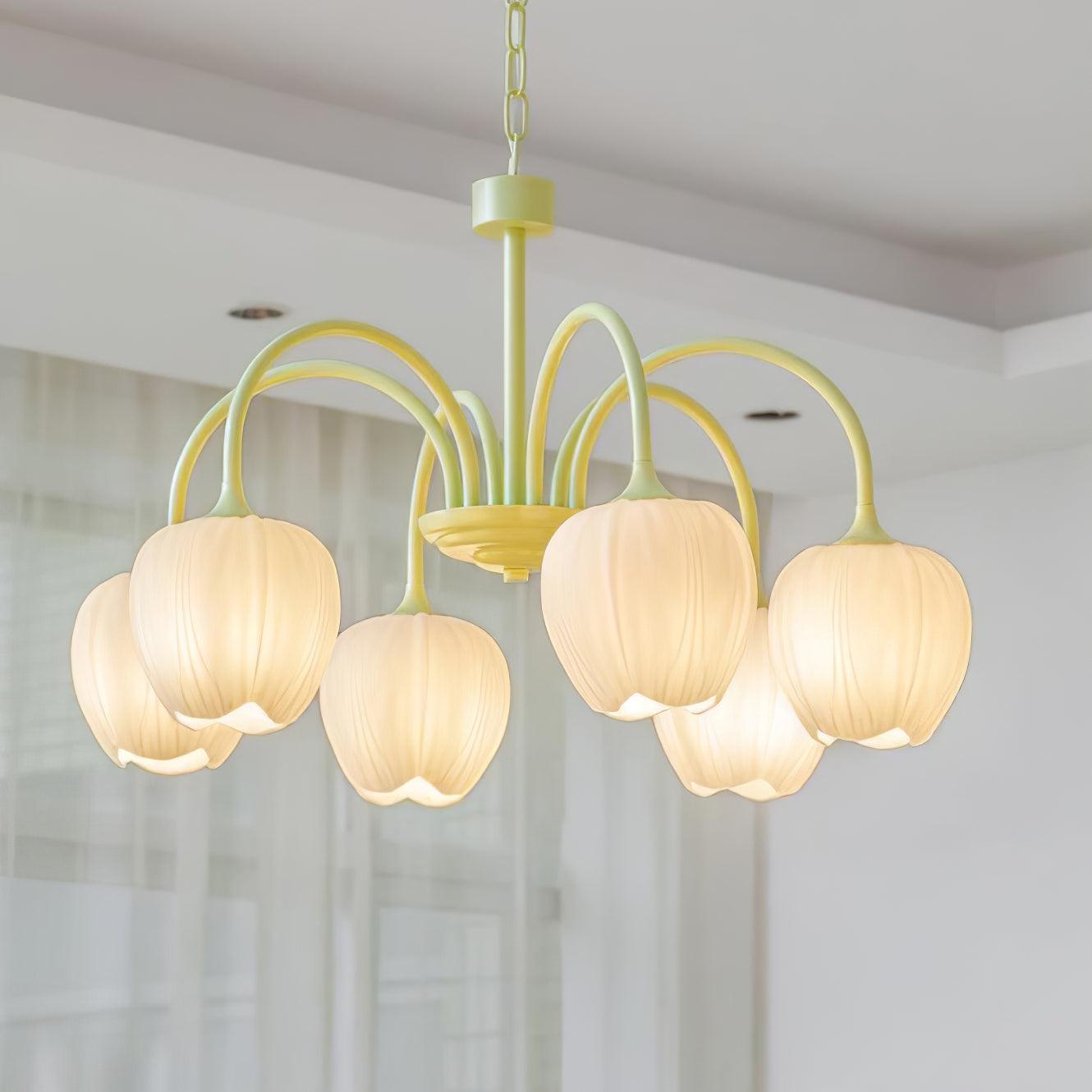 Chandelier Tulip Matcha – Design Élégant Inspiré des Fleurs de Tulipe et de la Couleur Matcha