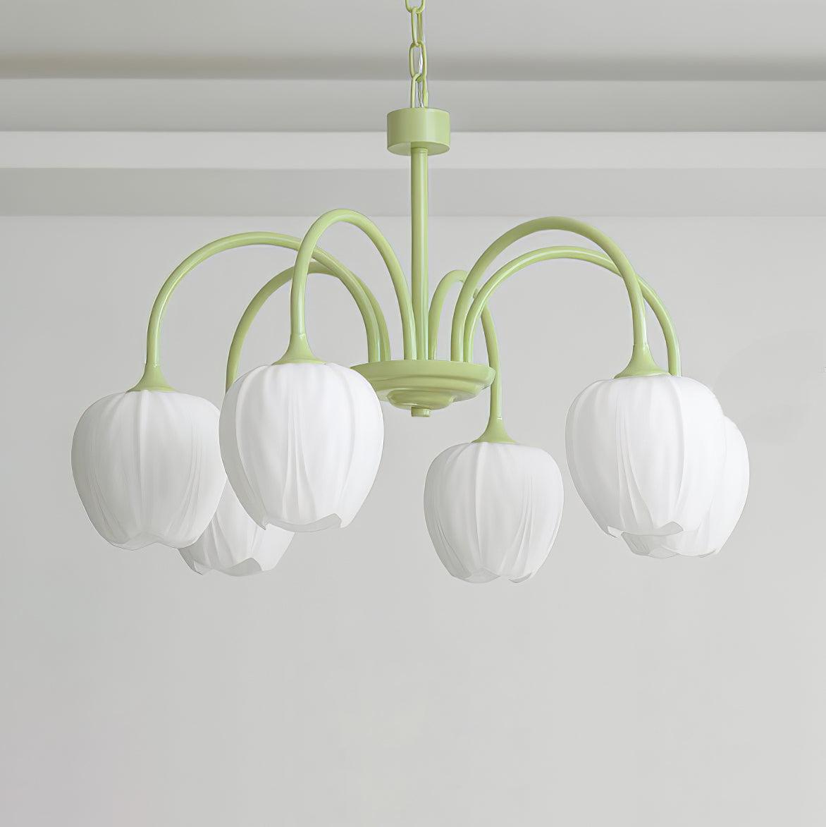 Chandelier Tulip Matcha – Design Élégant Inspiré des Fleurs de Tulipe et de la Couleur Matcha